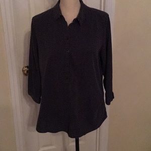 Navy with white micro polka dot blouse-GAP